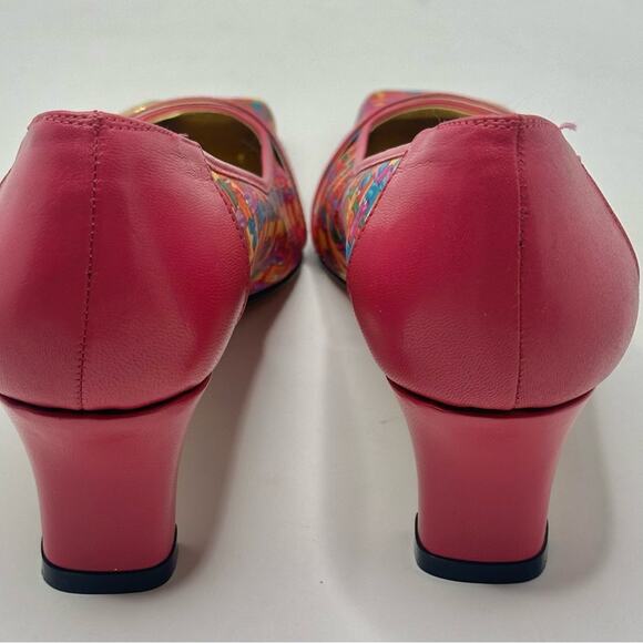 VINTAGE J. Renee Multi-Color Patterned Fabric  HOT PINK “ LIBBY” Heel Size 9 M - Picture 5 of 12